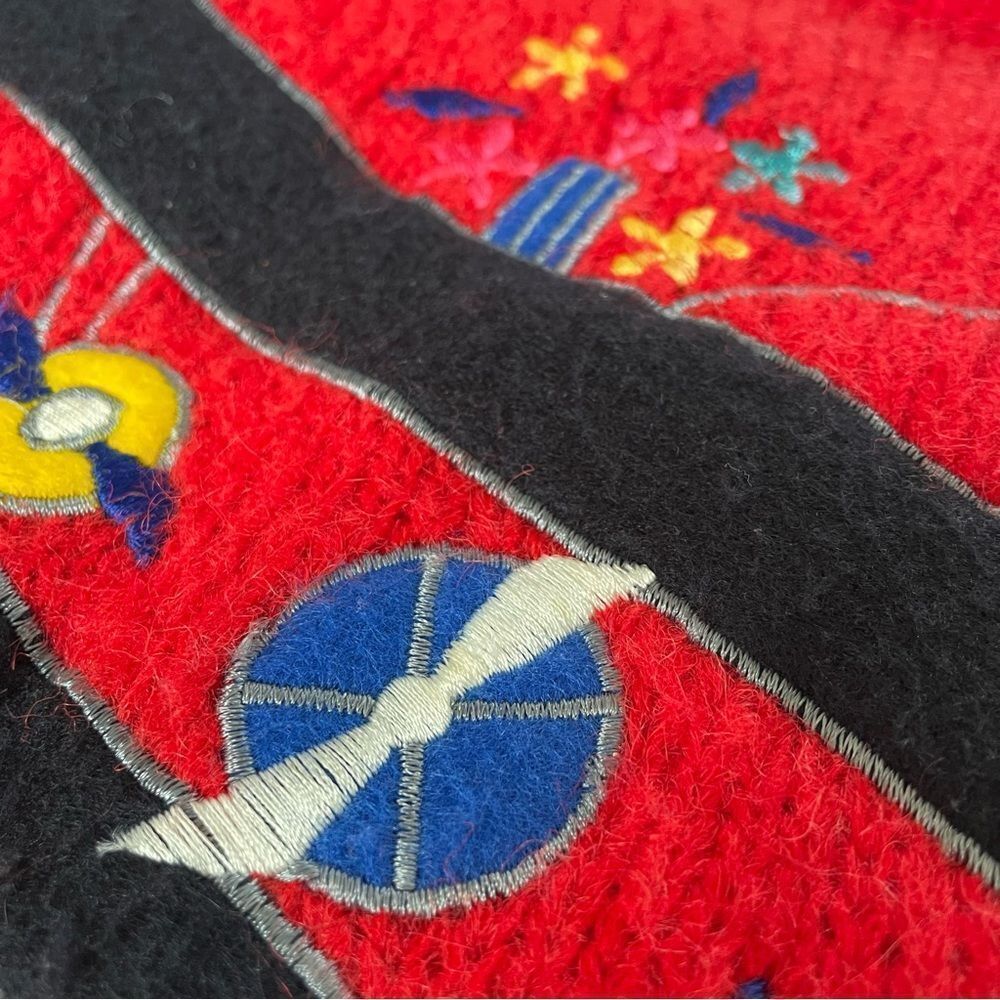 Vintage 80s 1980s Rafael Acrylic Mohair Biplane Airplane Novelty Sweater M - Picture 7 of 10